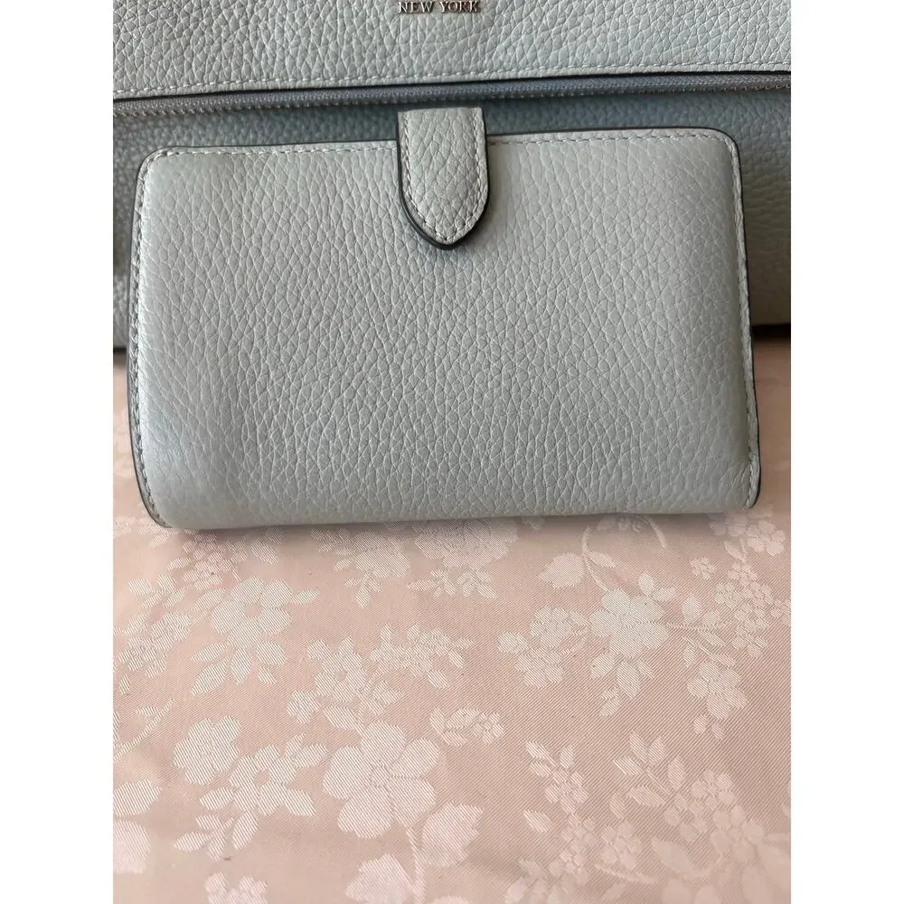 Kate Spade Leila Medium Flap Shoulder Bag and Lena Medium Bifold Wallet in Sage